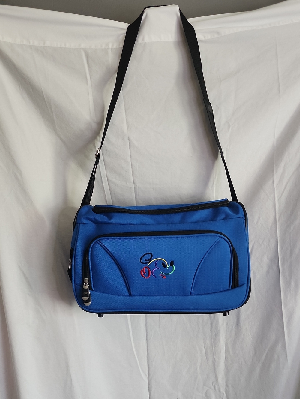 Disney Mickey Mouse Blue Crossbody Travel Bag with Embroidered Logo